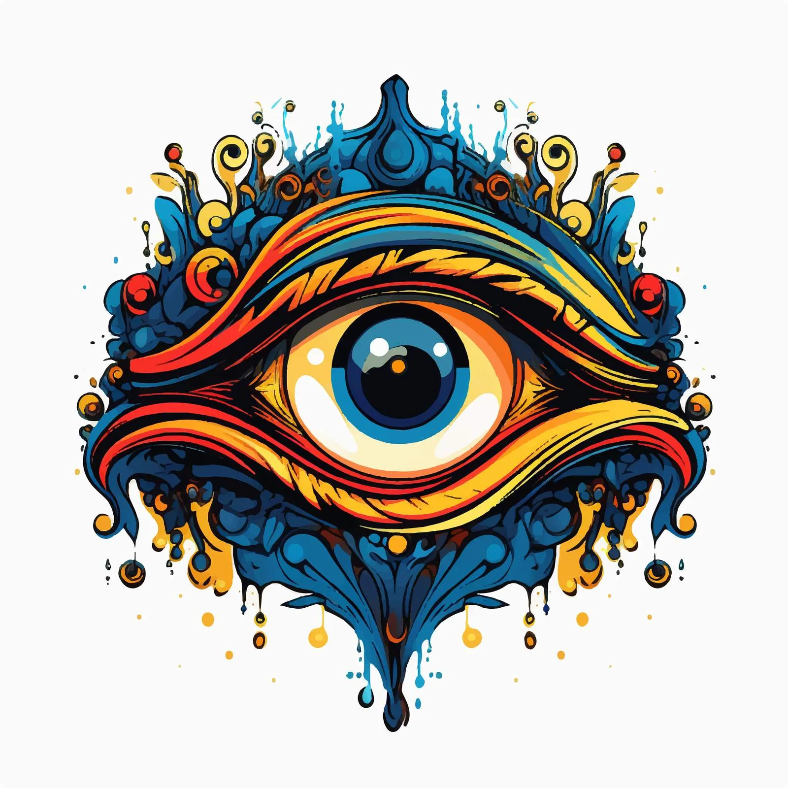 Esoteric Evil Eye Vector with Abstract Eyelashes — free download from Dotvec