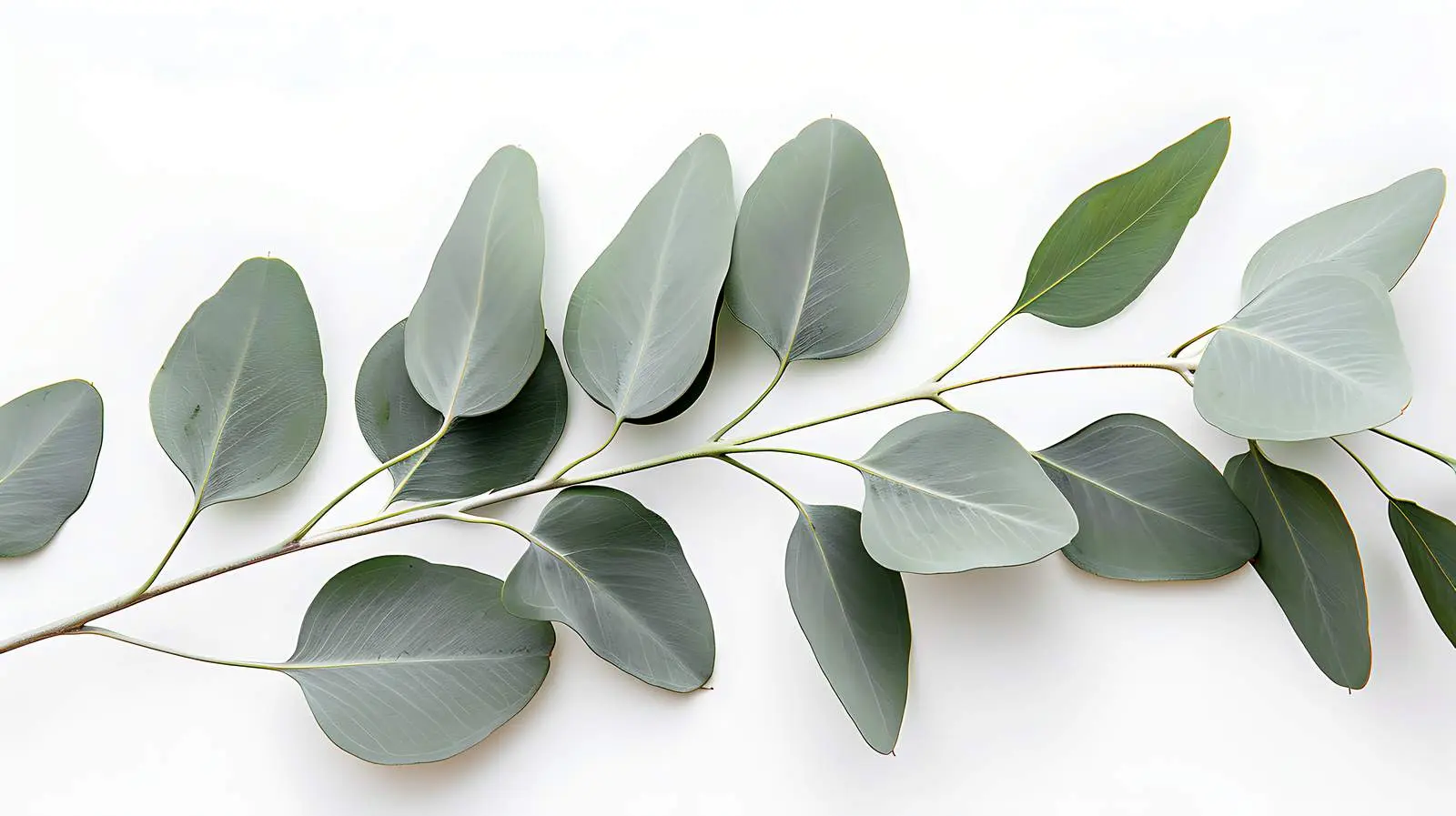 Eucalyptus Branch Flat Lay on White Background — free download from Dotvec