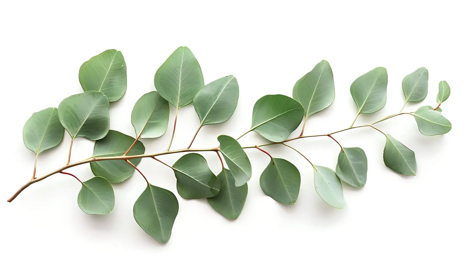 Eucalyptus Branch on White Background - Flat Lay View — free download from Dotvec