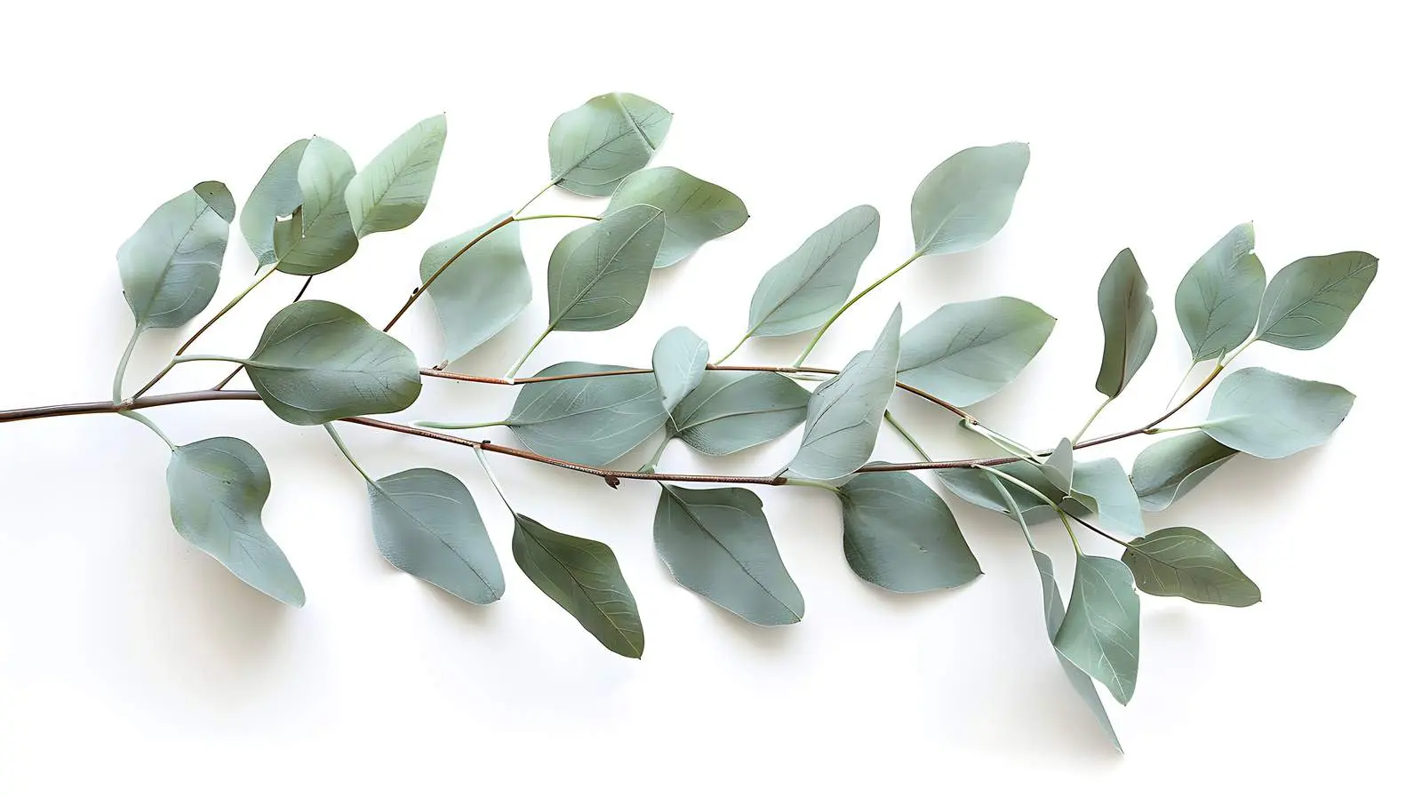 Eucalyptus Branch on White Background Flat Lay — free download from Dotvec