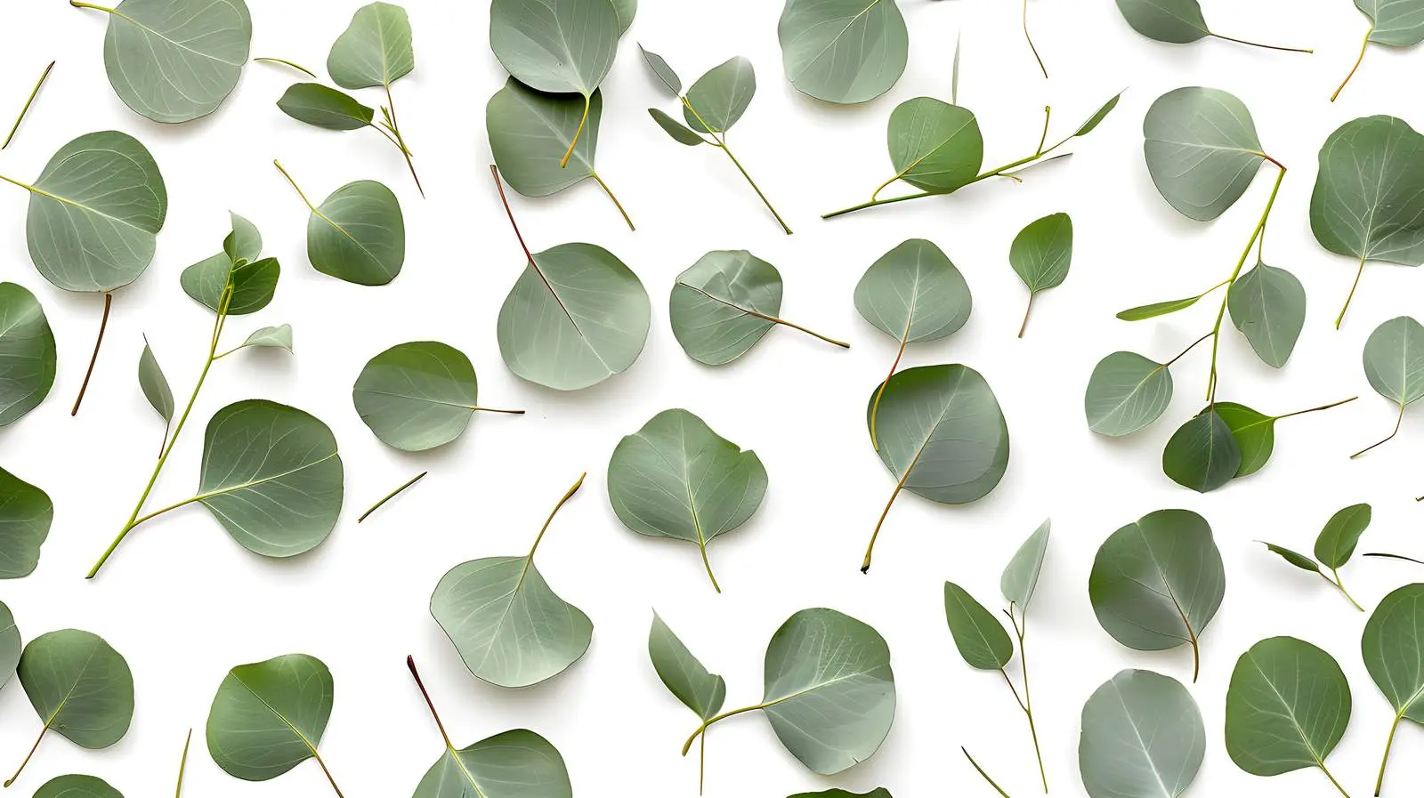 Eucalyptus Branch Pattern Flat Lay on White Background — free download from Dotvec