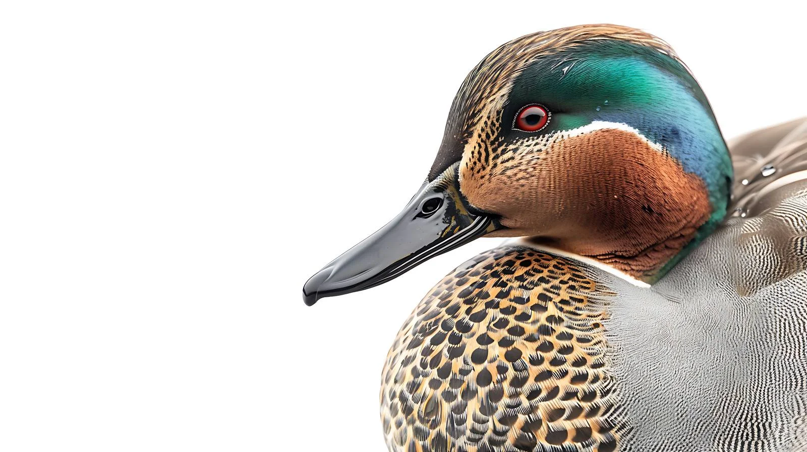 Eurasian Teal Male at Sunrise Close-Up — free download from Dotvec