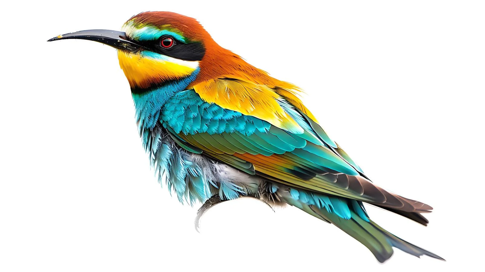 Vibrant European Bee Eater on White — free download from Dotvec