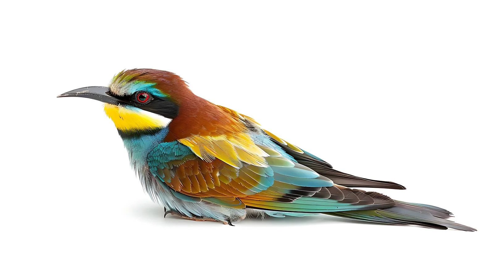 Vibrant European Bee-Eater on White Background — free download from Dotvec