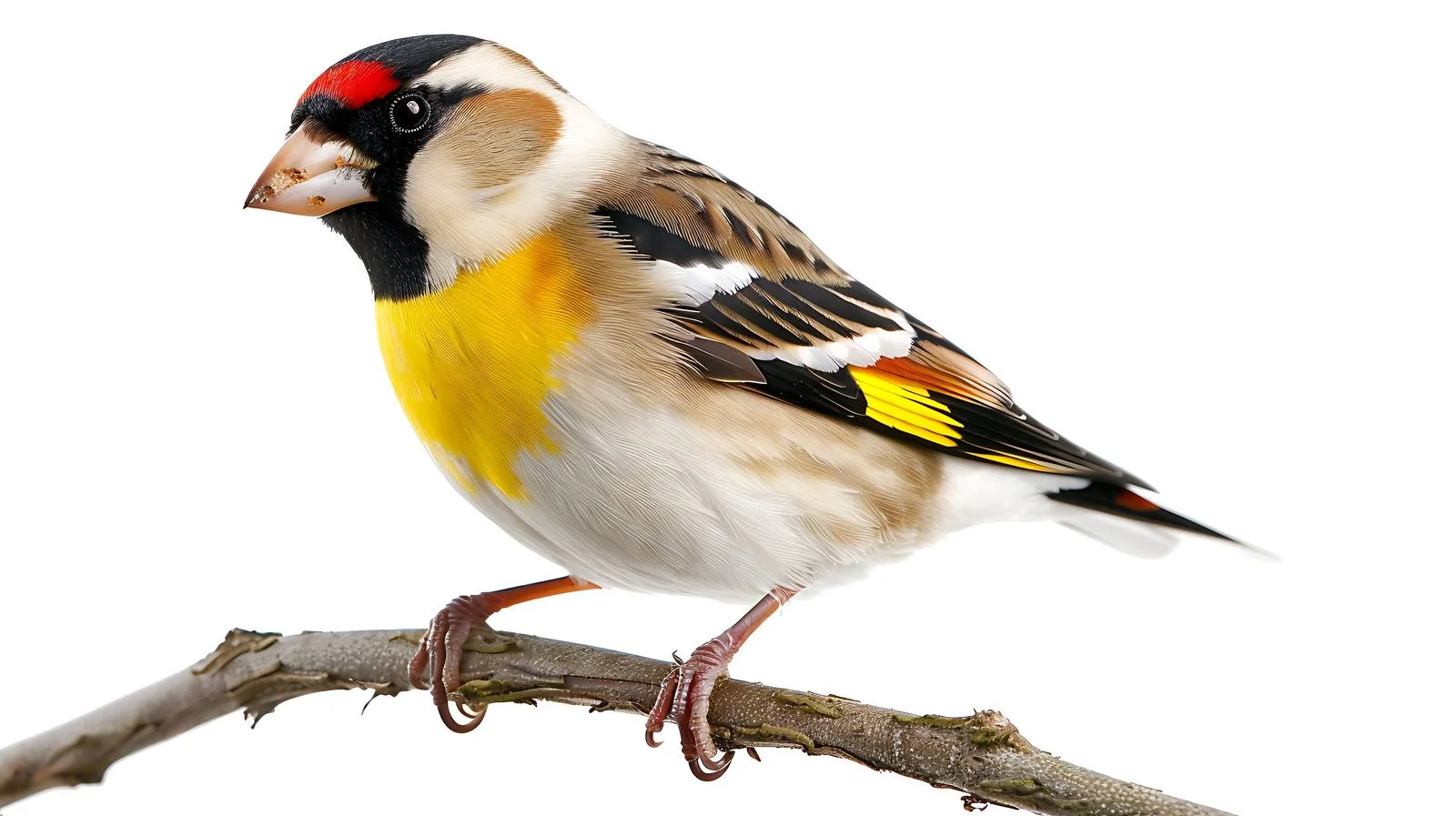 Vibrant European Goldfinch Isolated on White — free download from Dotvec