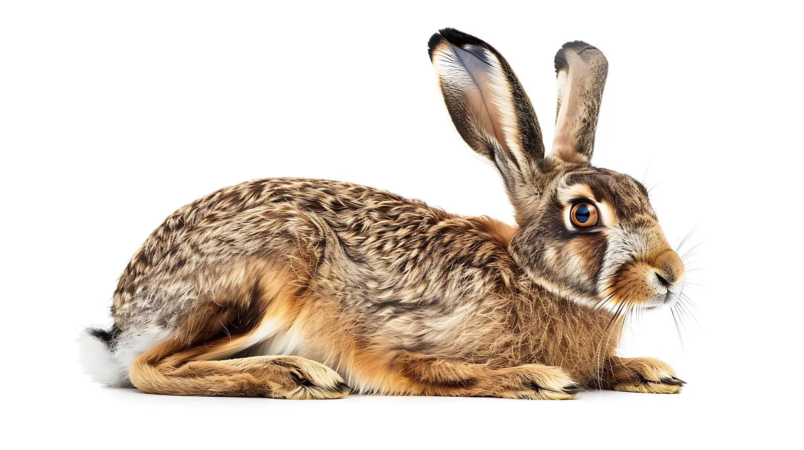 European Hare Close-Up Isolated White — free download from Dotvec