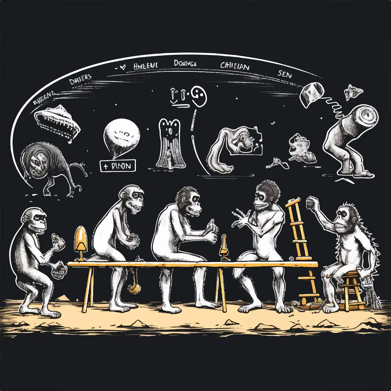 Evolution Diagram on Blackboard Background — free download from Dotvec