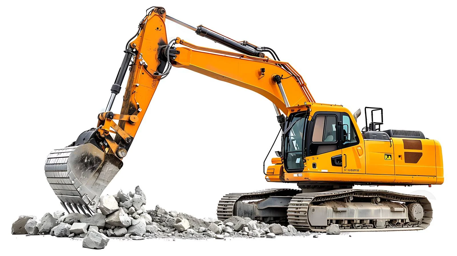 Excavator Breaking Concrete with Hydraulic Hammer — free download from Dotvec