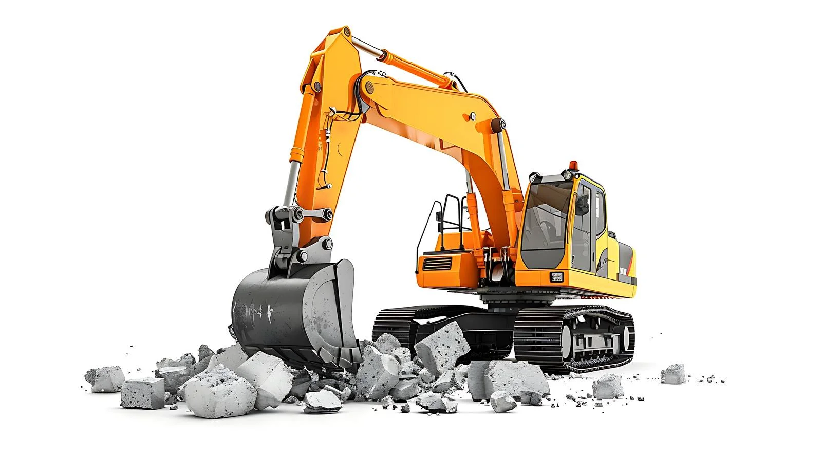 Excavator Hydraulic Hammer Breaking Concrete — free download from Dotvec