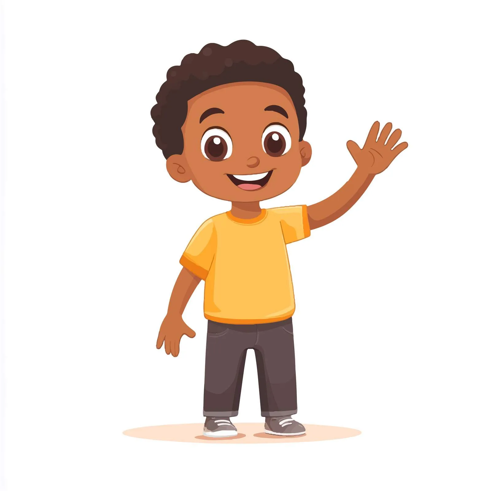 Excited Black Boy Waving Hi Greeting — free download from Dotvec