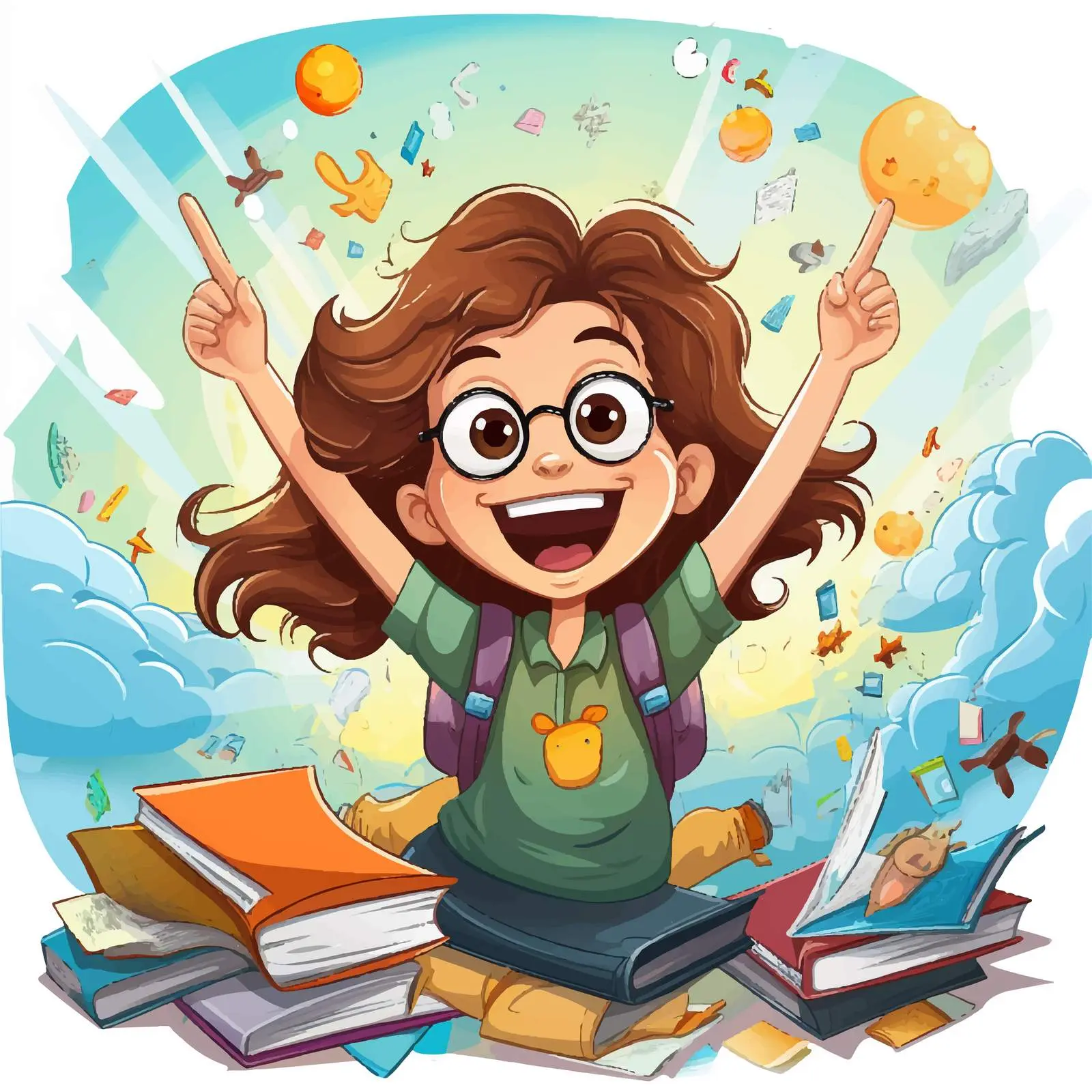 Excited Girl with School Supplies Vector — free download from Dotvec