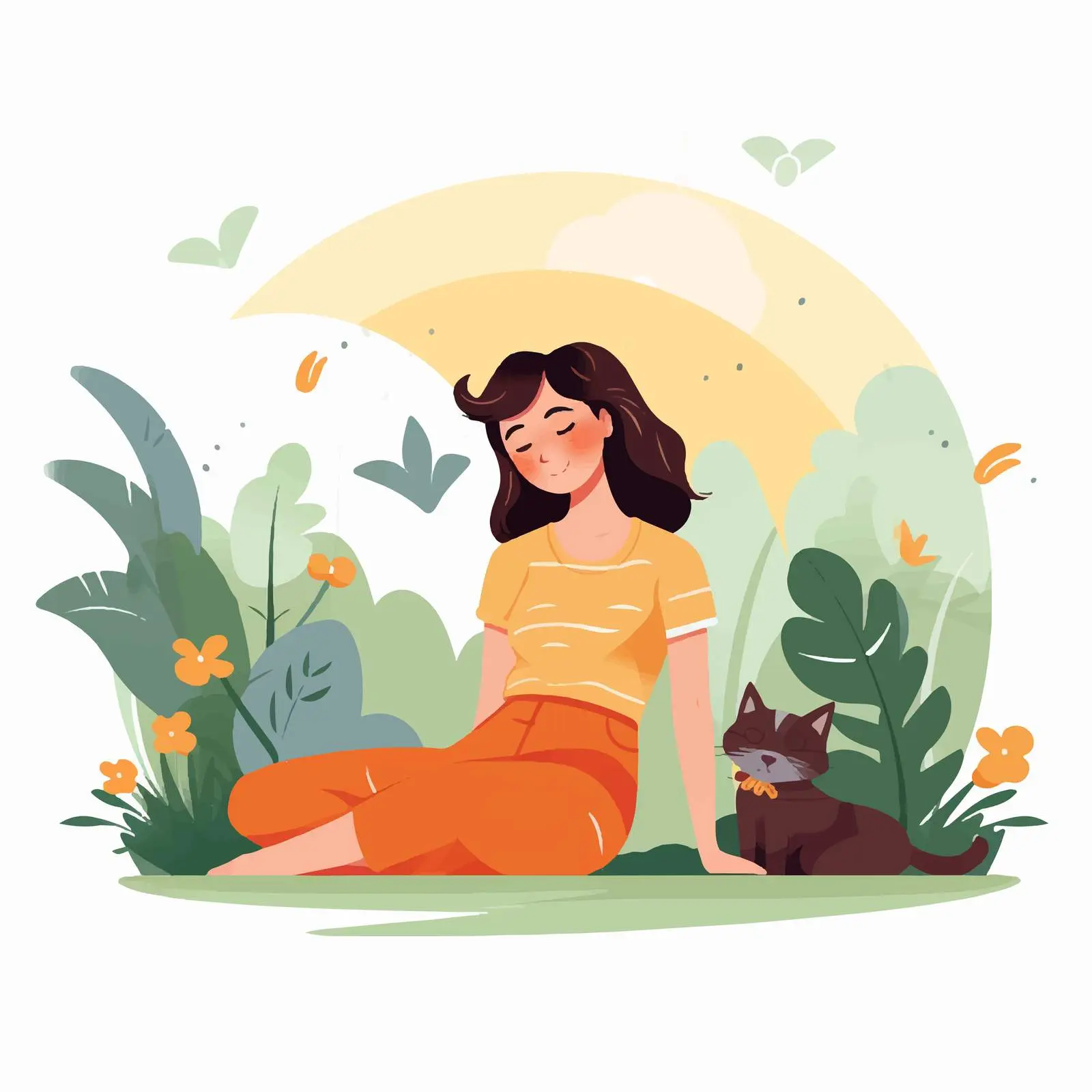 Woman Resting in Nature Fanning Herself — free download from Dotvec