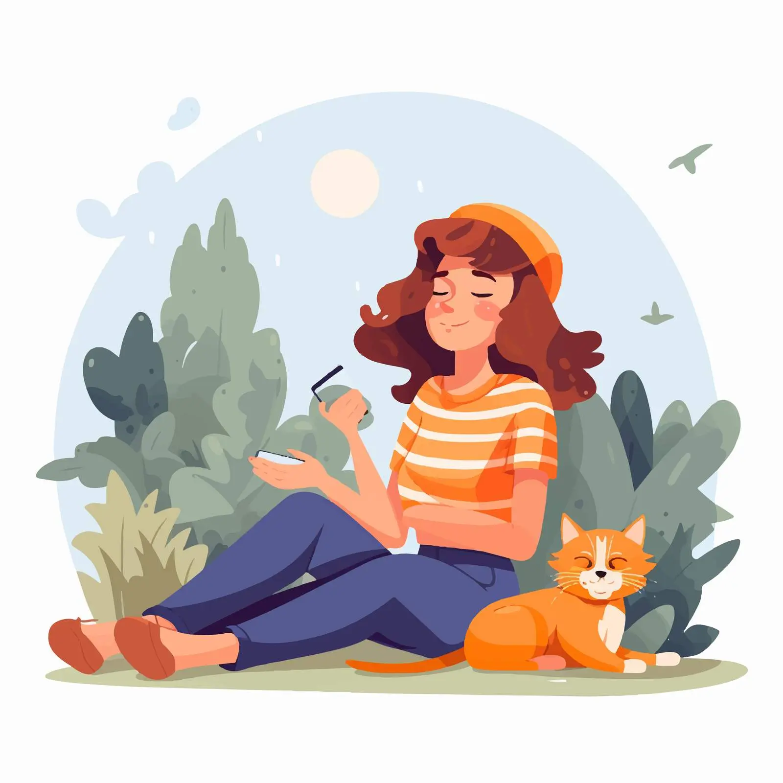 Exhausted Woman Resting in Nature and Cooling Off — free download from Dotvec