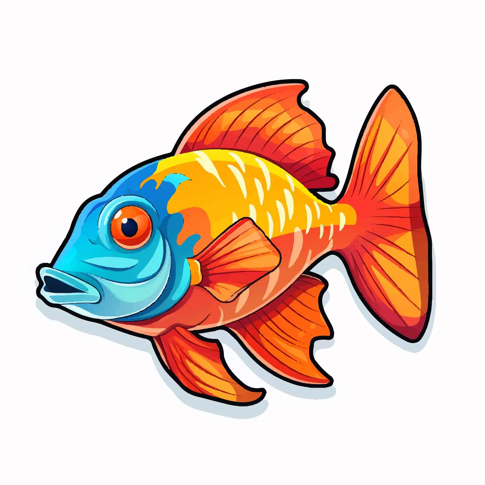 Colorful Cartoon Exotic Fish Sticker Illustration — free download from Dotvec