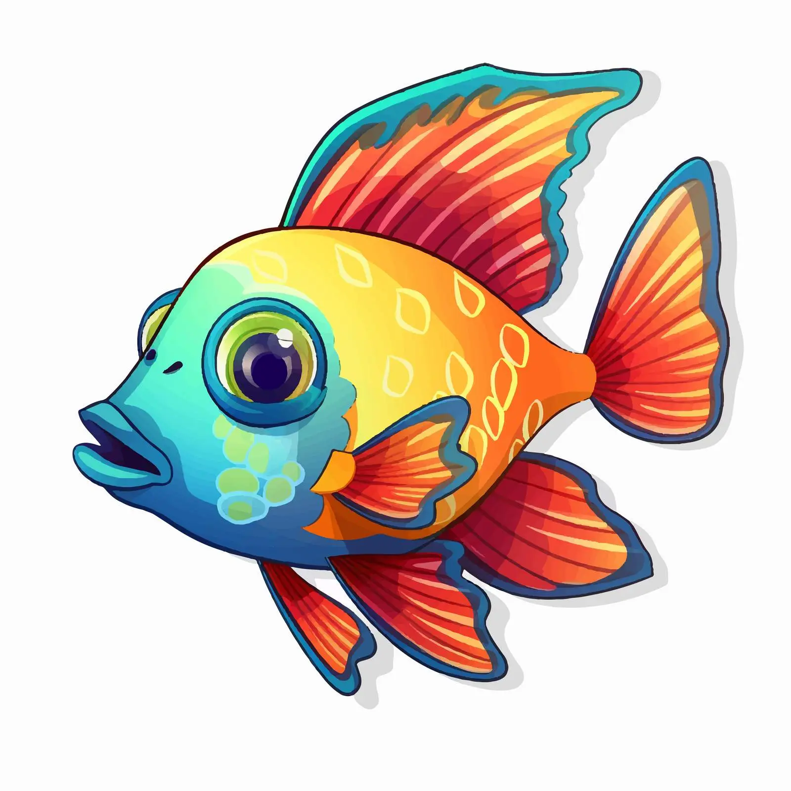 Cartoon Exotic Fish Sticker Illustration Vector — free download from Dotvec
