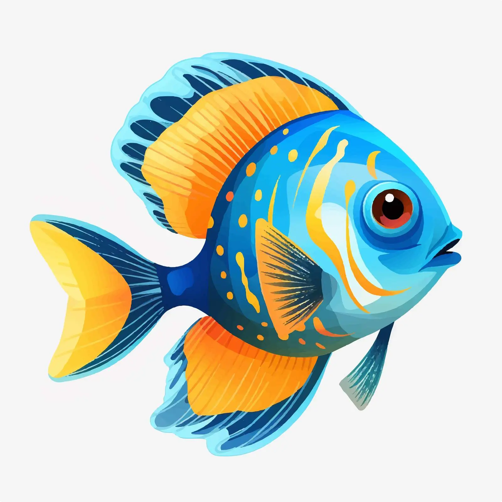Cartoon Exotic Fish Character with Big Eyes — free download from Dotvec