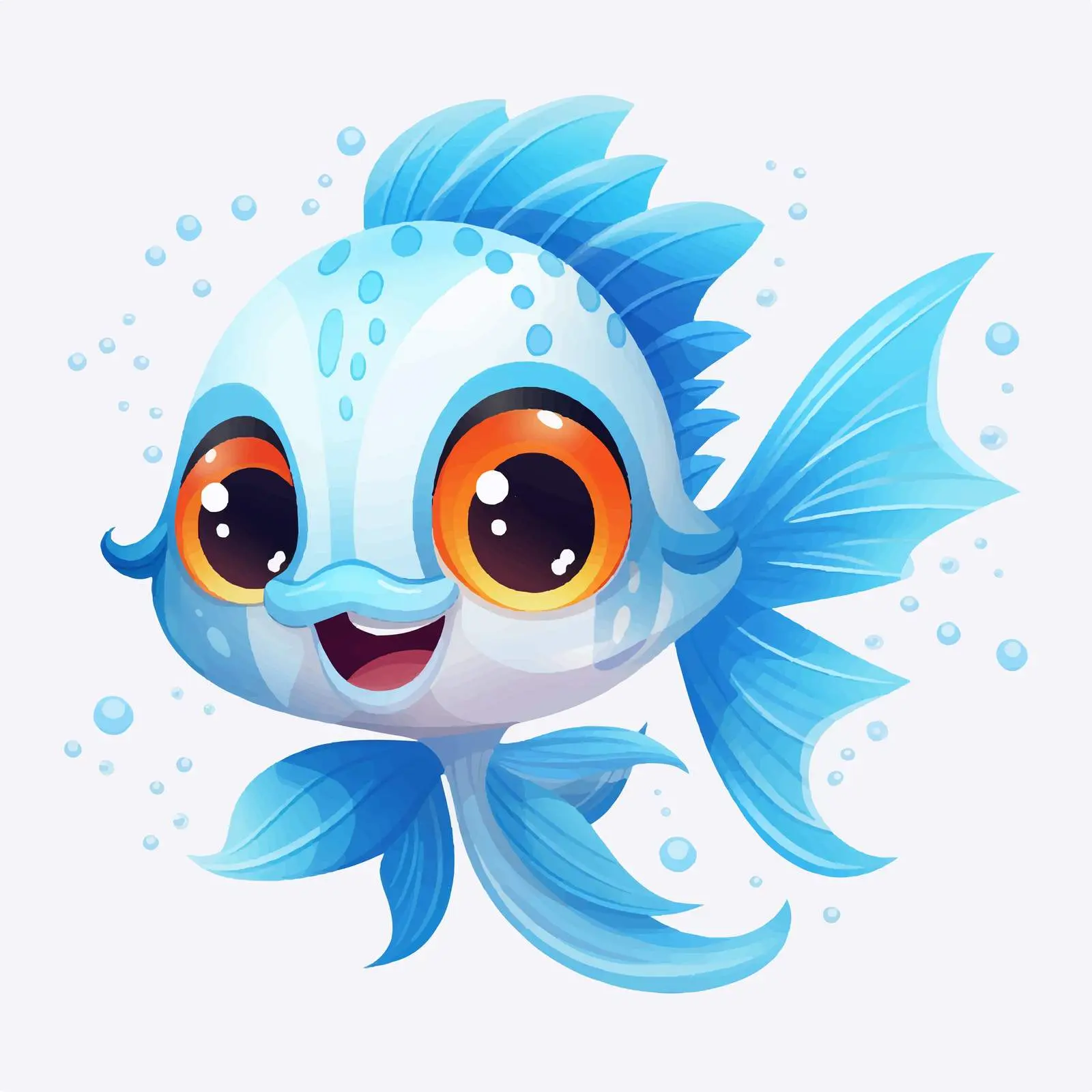 Cartoon Exotic Fish with Big Eyes Vector — free download from Dotvec