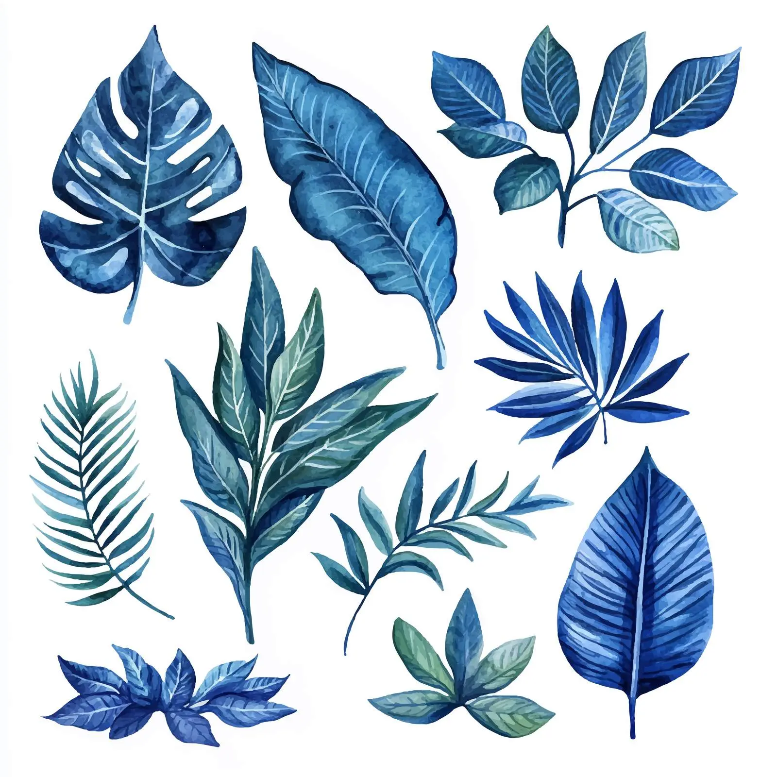 Exotic Indigo Leaves Watercolor Plant Vectors – free plant graphics image from Dotvec