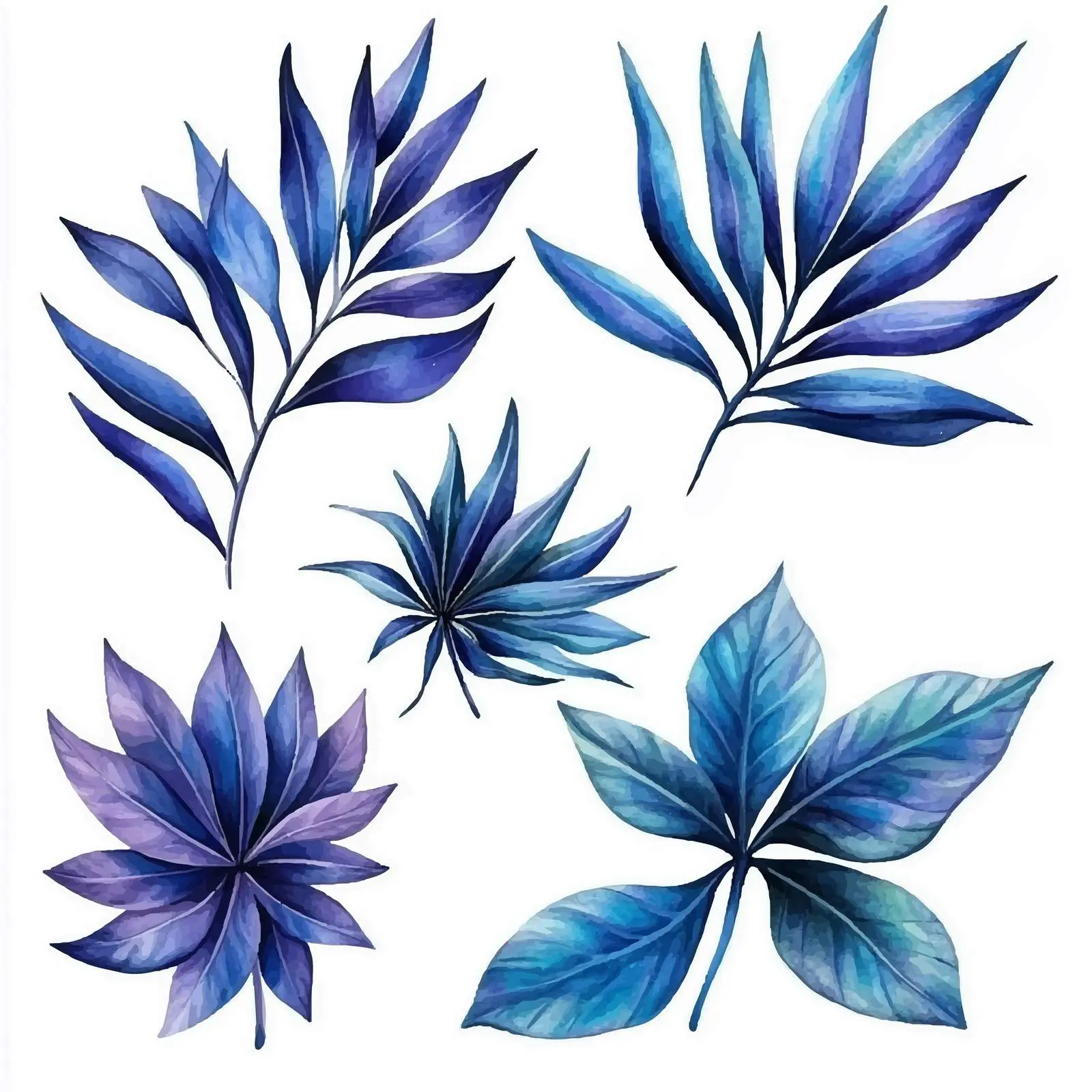 Exotic Indigo Leaves Watercolor Plant Vectors – free plant graphics image from Dotvec