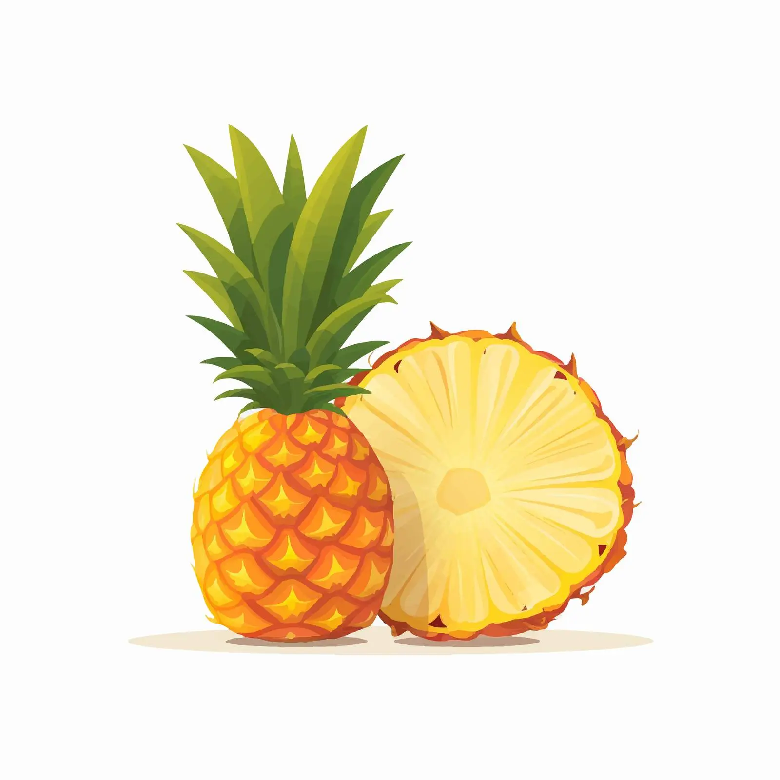 Pineapple Fruit Cross Section with Top Leaf — free download from Dotvec