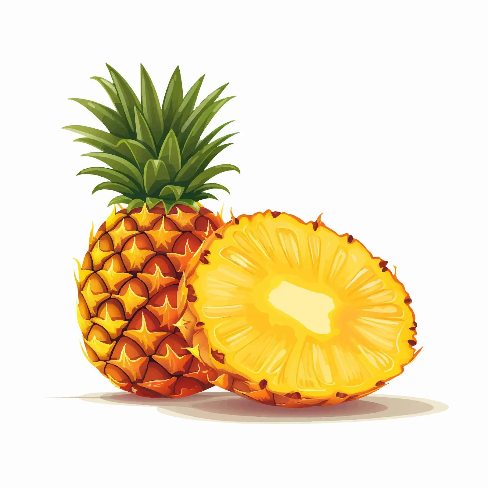 Tropical Pineapple Fruit Cross Section with Leaf — free download from Dotvec