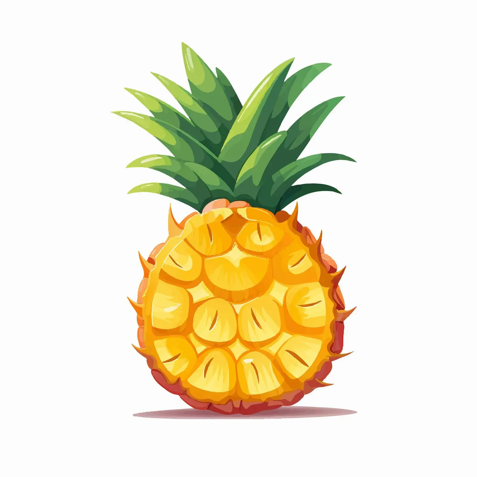 Tropical Pineapple Fruit Cross Section with Leaf — free download from Dotvec