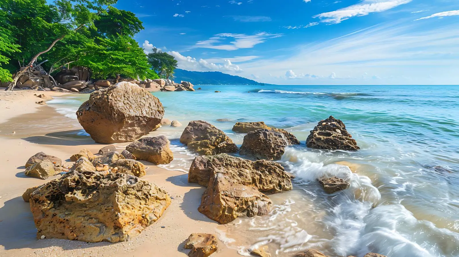 Exotic Rocks on Beach with Tropical Sea in Phuket – free destination image from Dotvec