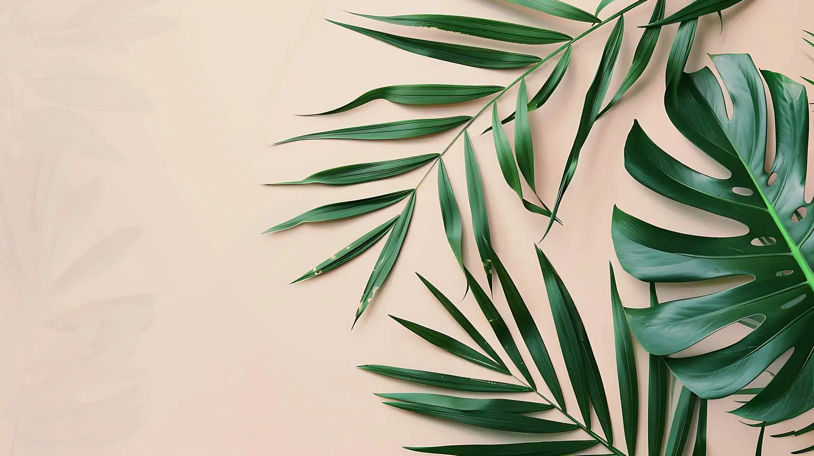 Tropical Palm Branches on Beige Background — free download from Dotvec