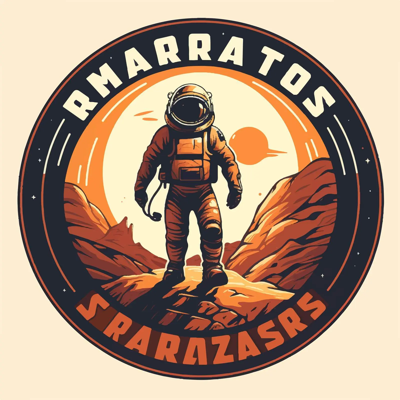 Explore Mars Logo Design with Astronaut and Rocket — free download from Dotvec