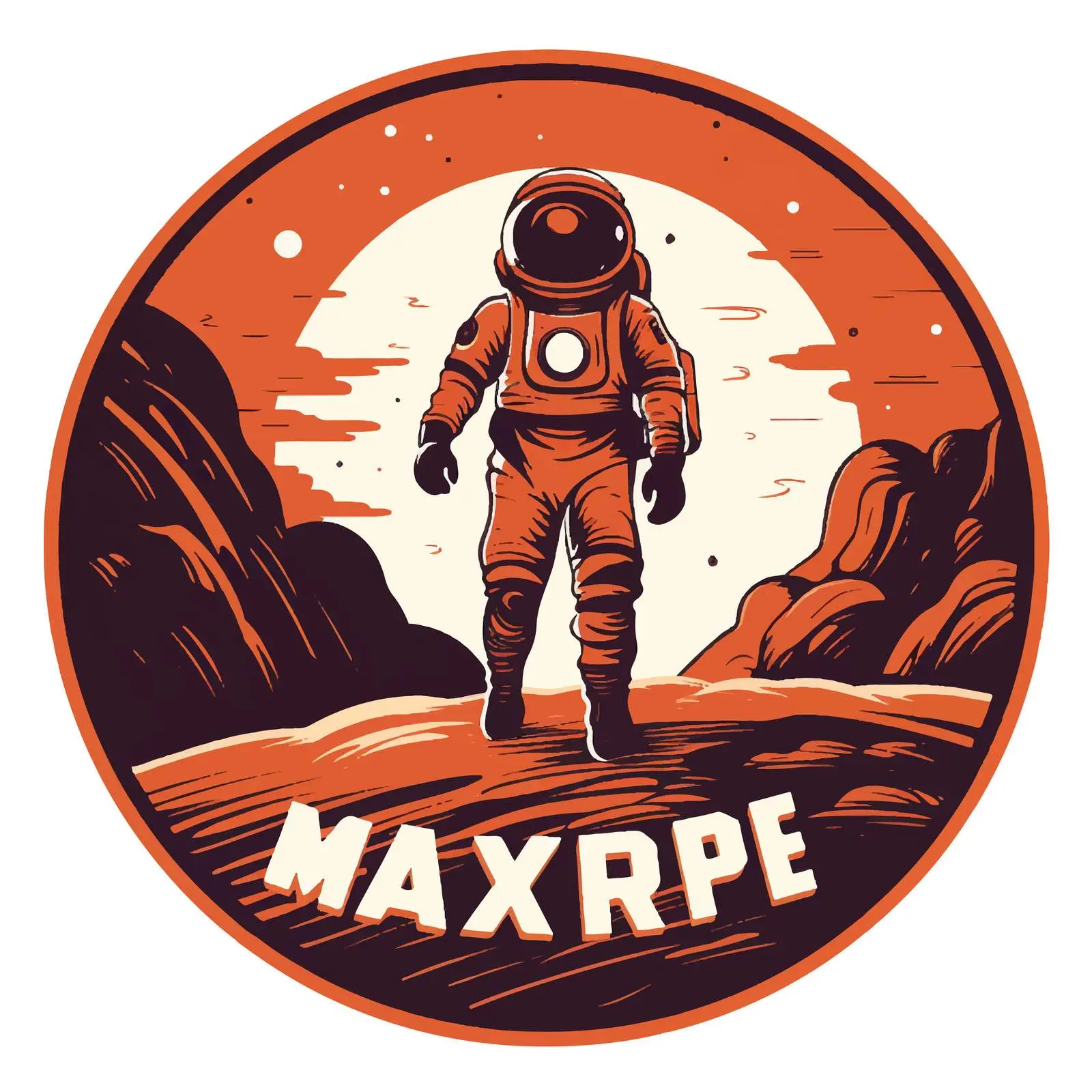Mars Exploration Logo with Astronaut and Rocket Design — free download from Dotvec