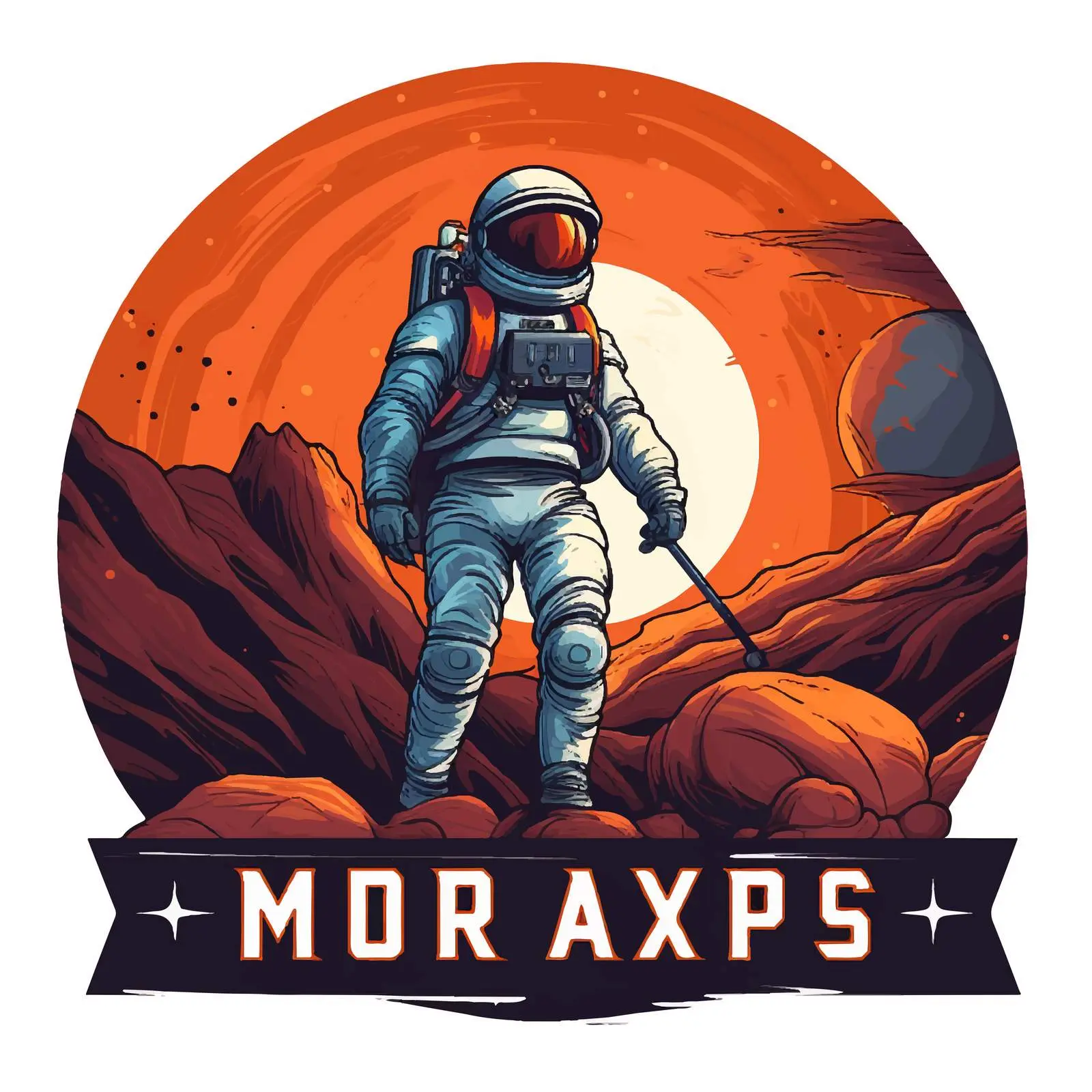 Mars Exploration Logo with Astronaut and Rocket — free download from Dotvec