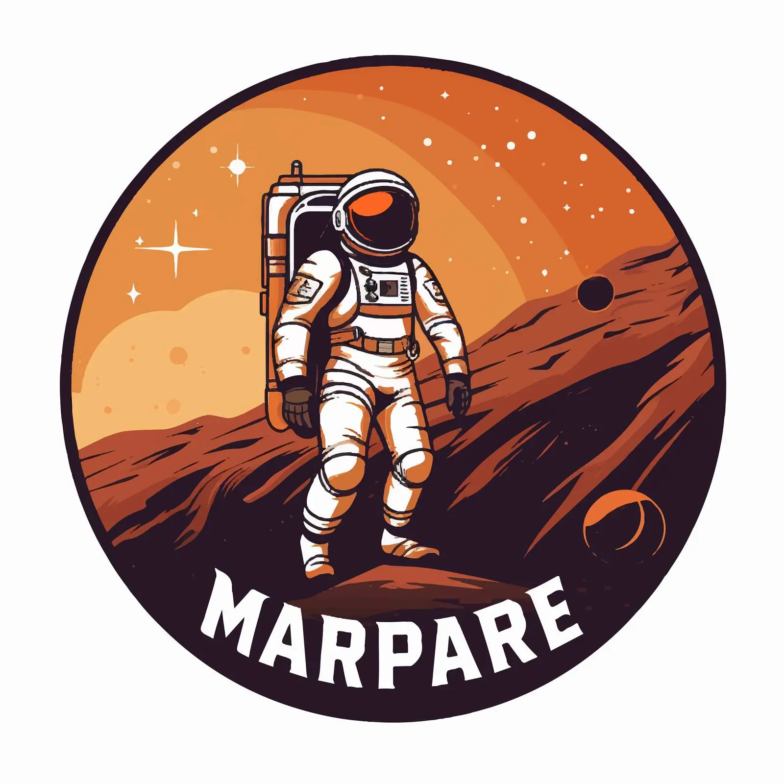 Explore Mars Logo Design with Astronaut and Rocket — free download from Dotvec