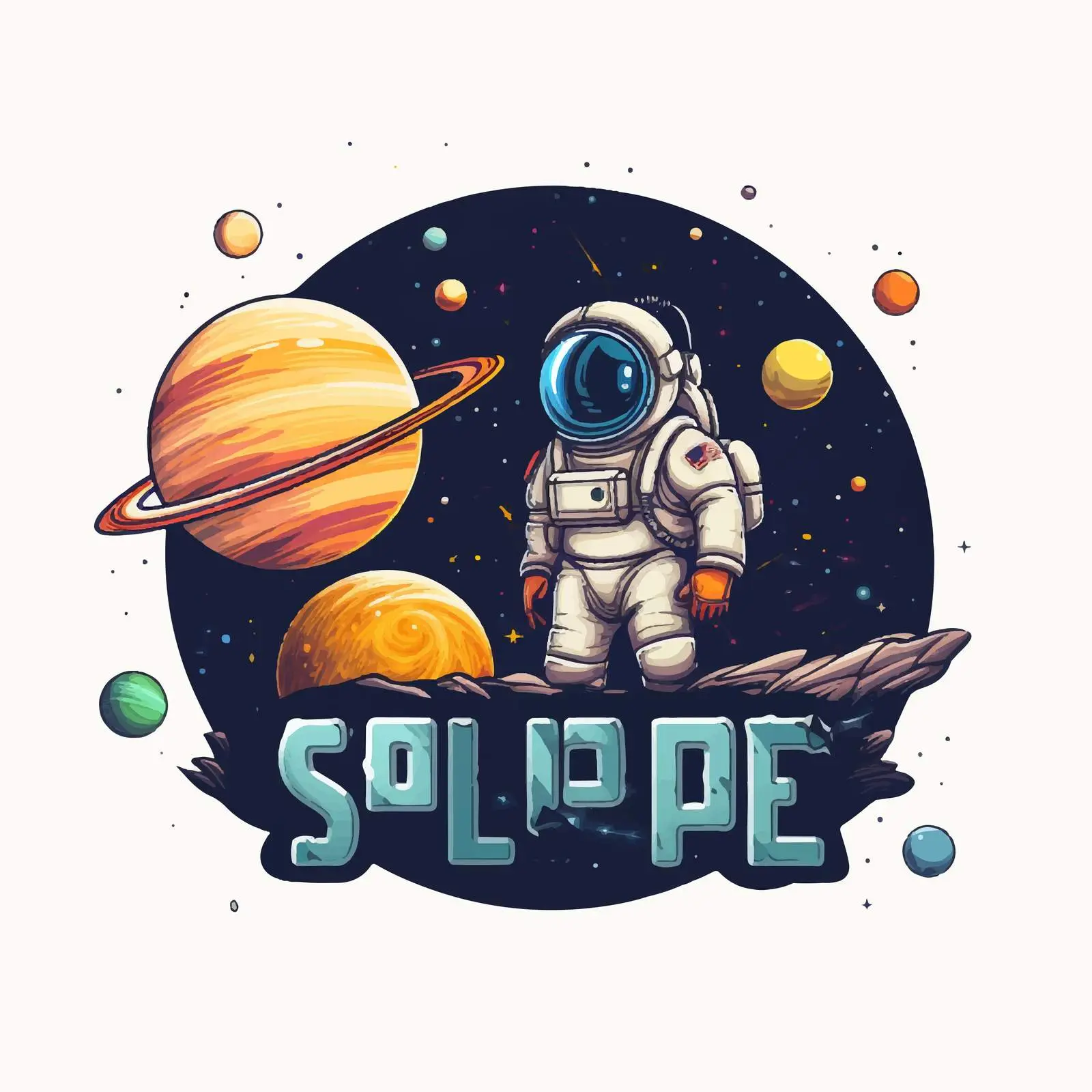 Exploring Space Word Logo Design Illustration — free download from Dotvec