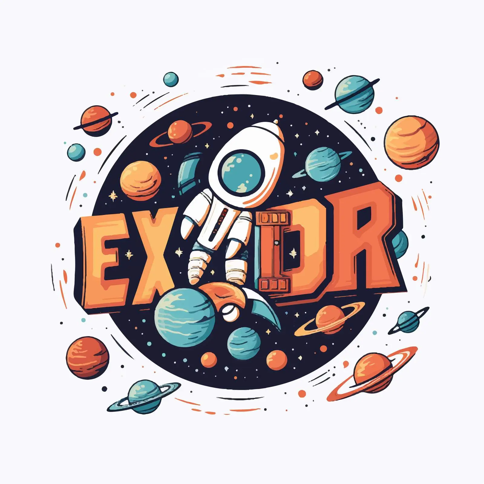 Space Exploration Word Logo Design Illustration — free download from Dotvec