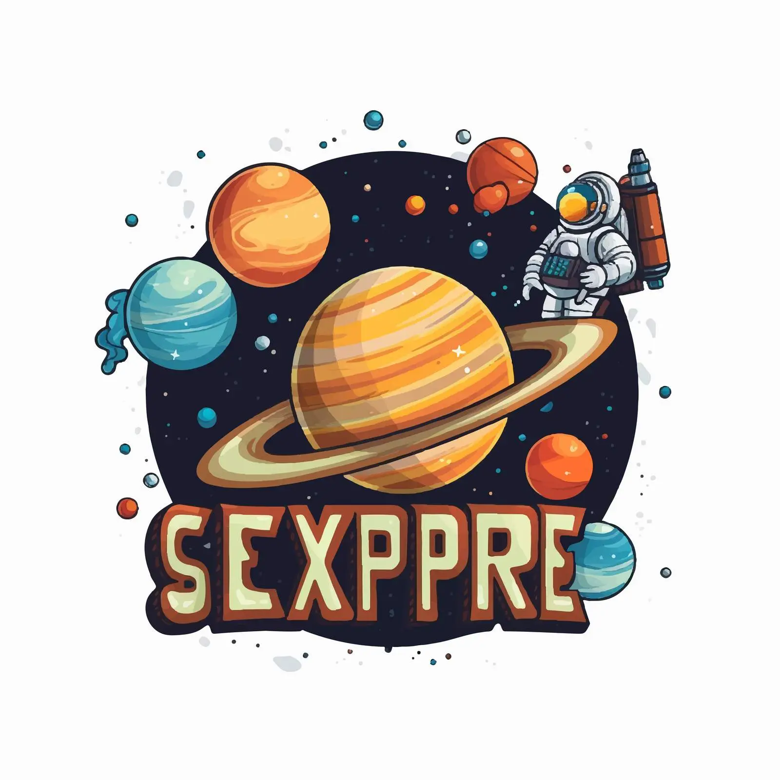 Space Word Logo Design with Planet Illustration — free download from Dotvec