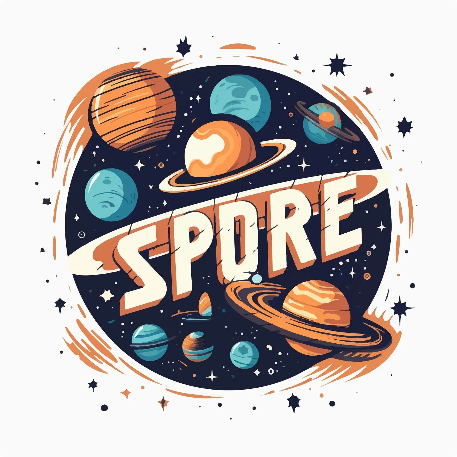 Space-Themed Word Logo with Planet Illustration — free download from Dotvec