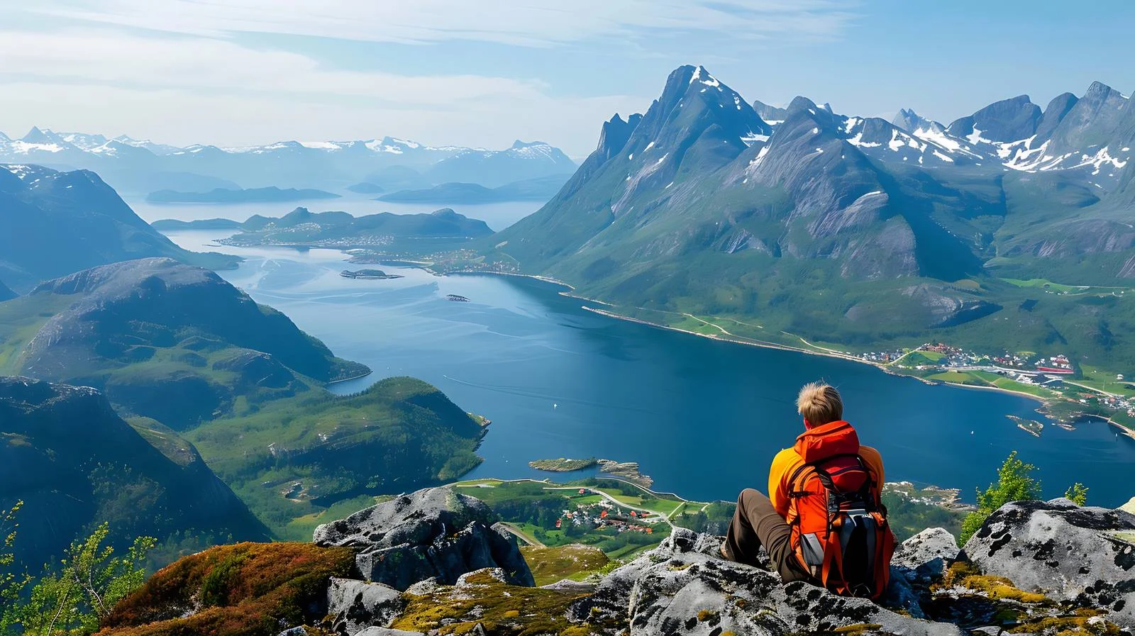 Intrepid Explorer Contemplates Panoramic Matind Mount – free admiring image from Dotvec