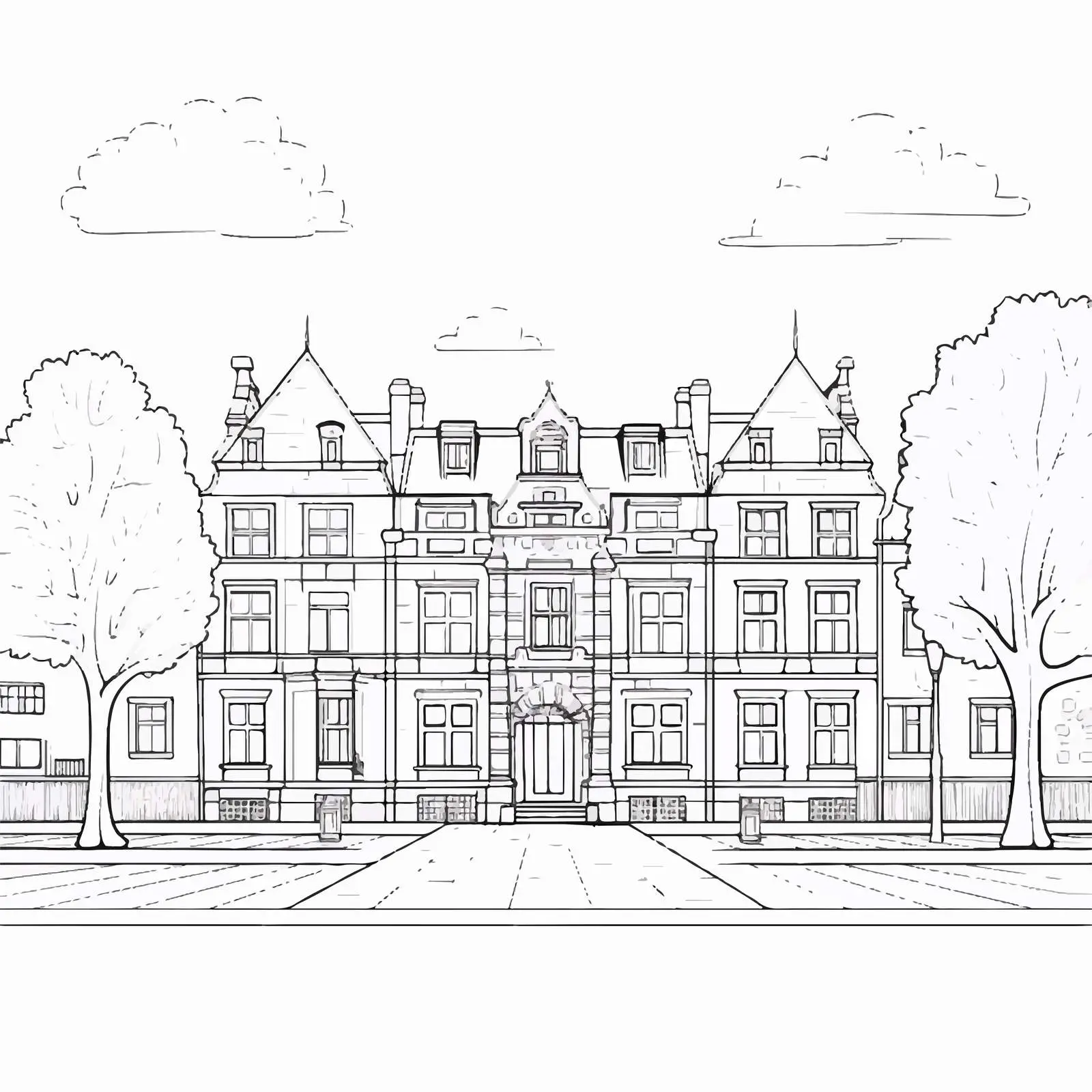 Elegant European Residential Building Exterior View — free download from Dotvec