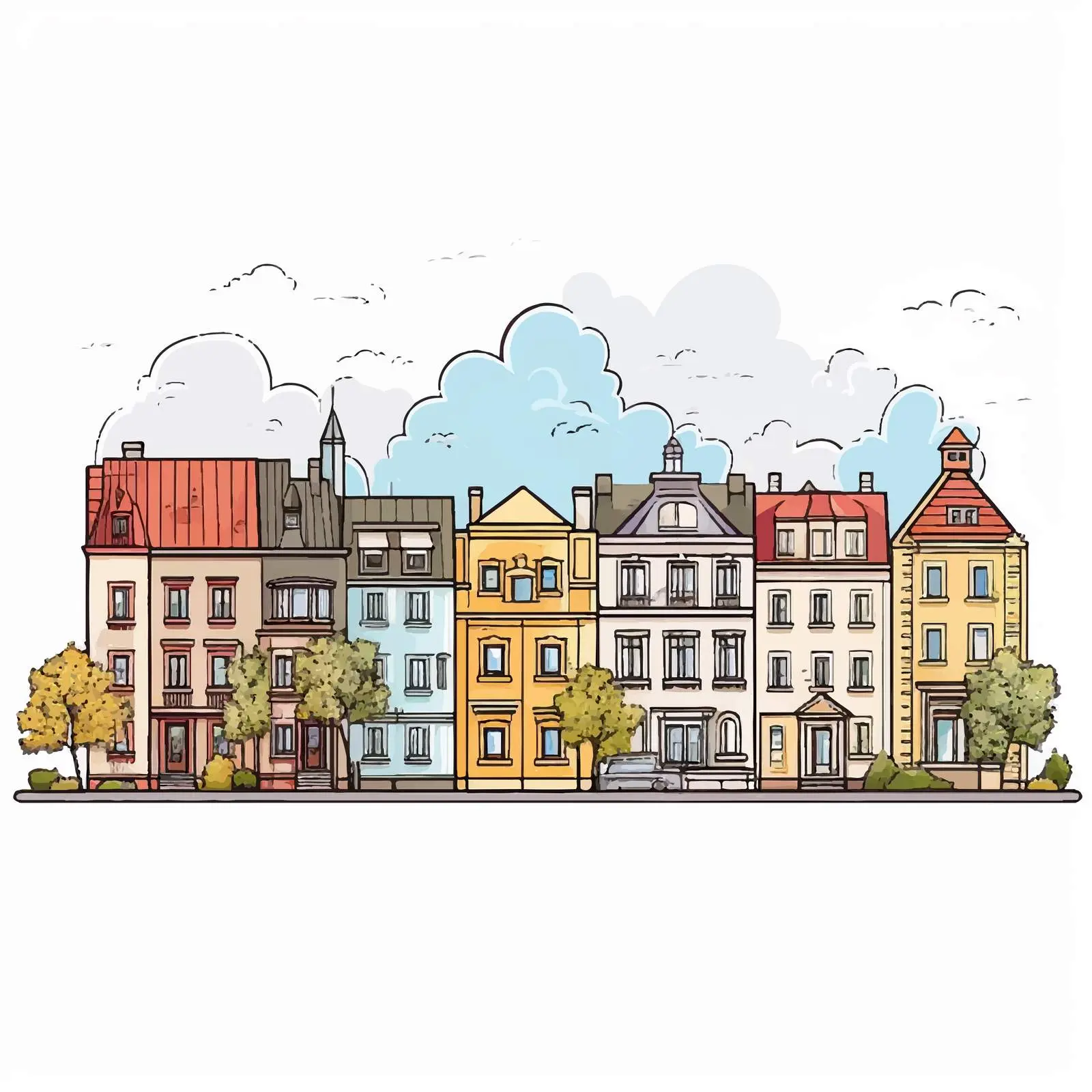 Elegant European Residential Building Vectors — free download from Dotvec