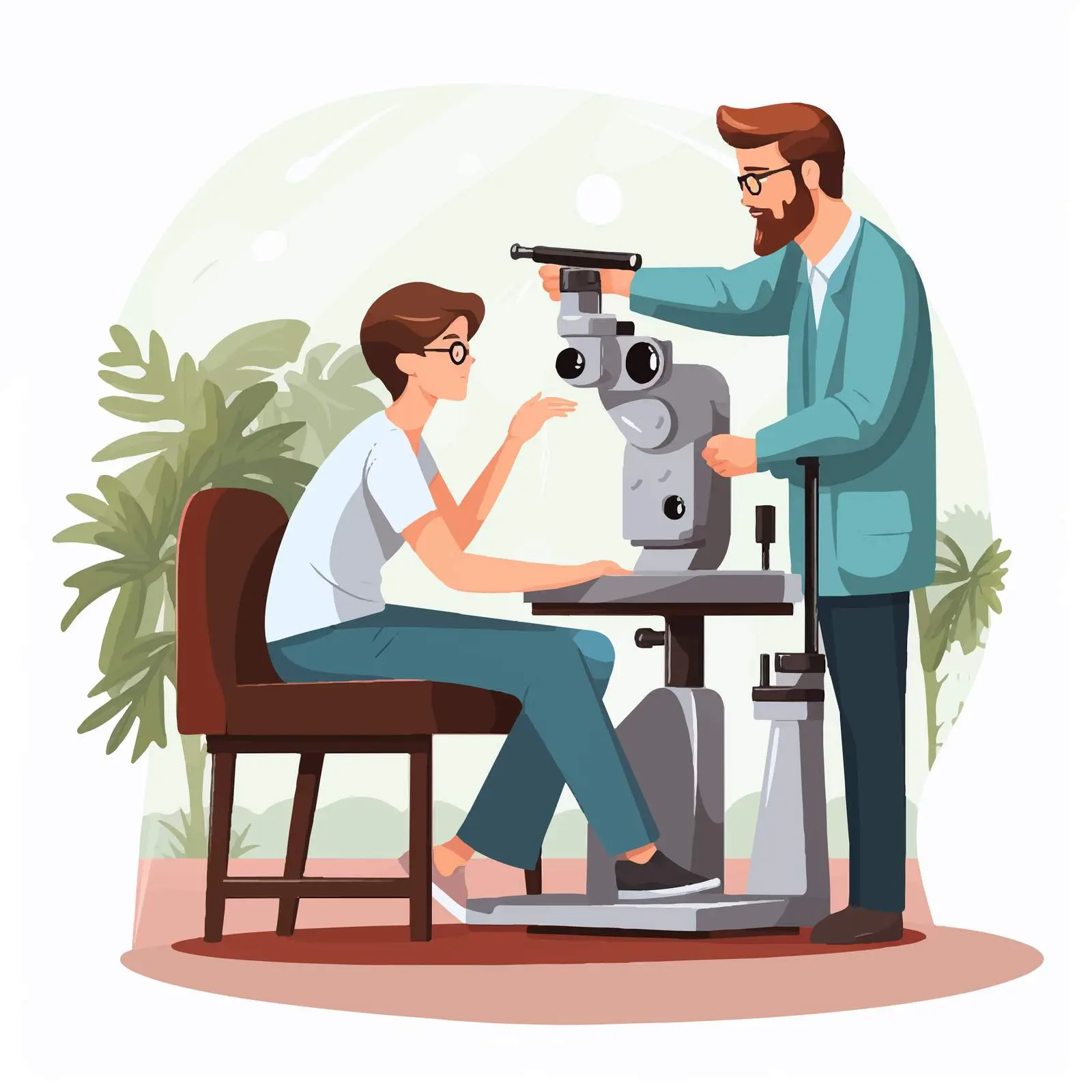 Eye Doctor and Patient Cartoon Illustration — free download from Dotvec