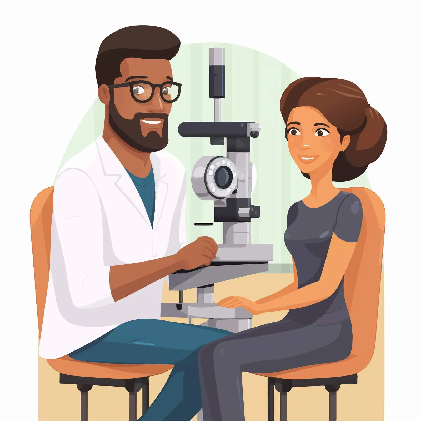 Eye Doctor and Patient Cartoon Illustration Vector — free download from Dotvec