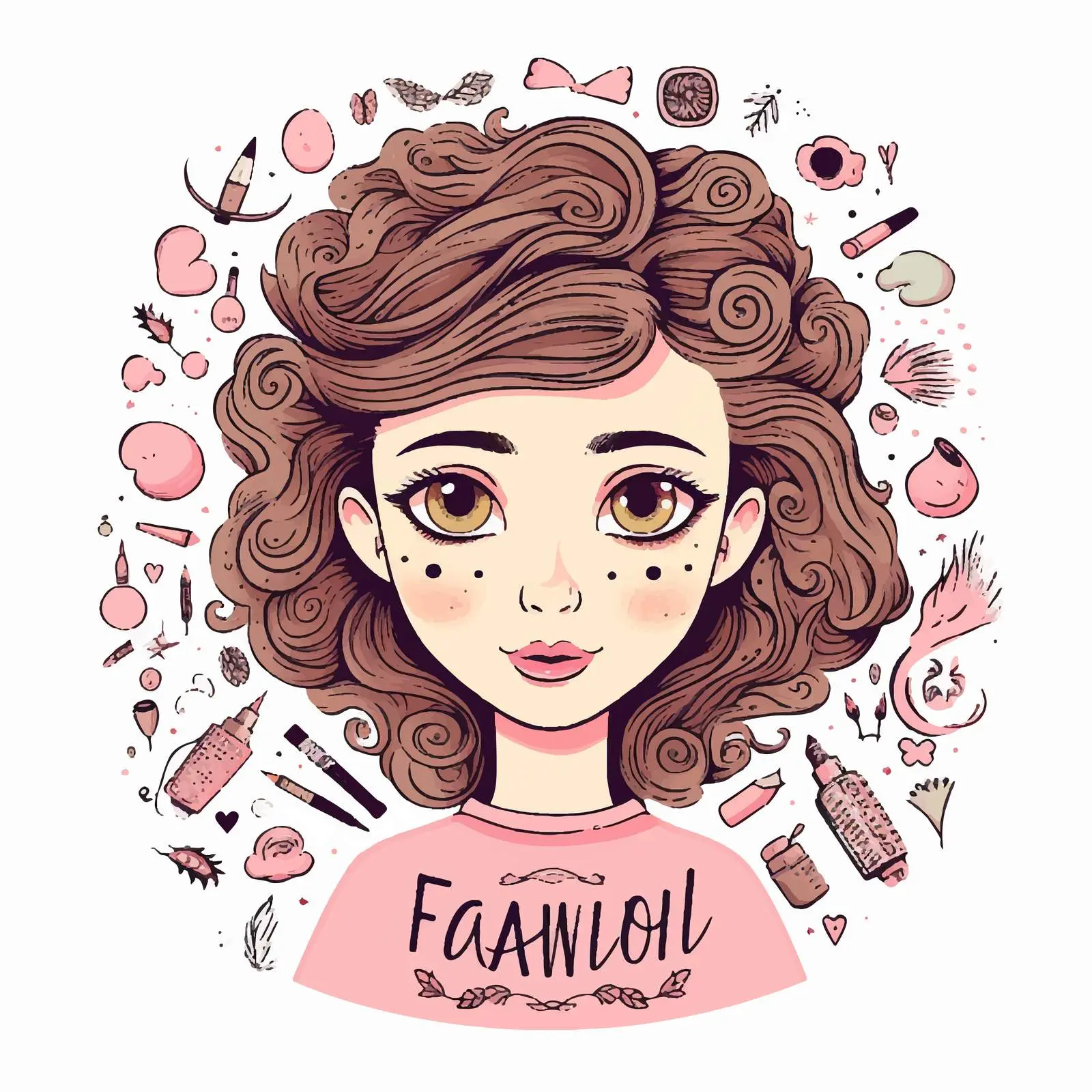Cute Girl with Eyelash Extensions and Beauty Lettering — free download from Dotvec