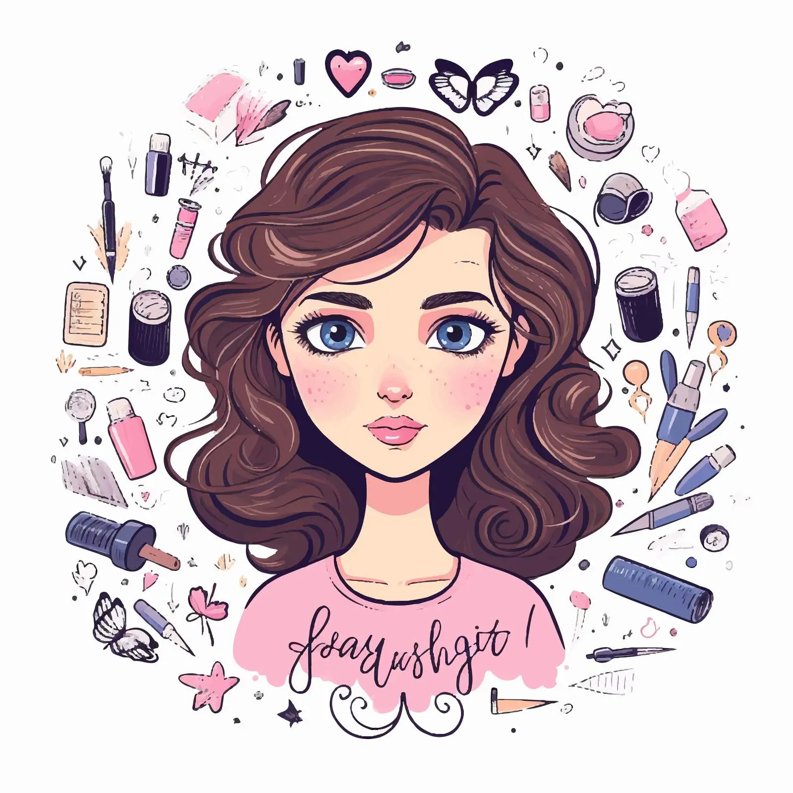 Cute Girl Eyelash Extension Hand Lettering Design — free download from Dotvec