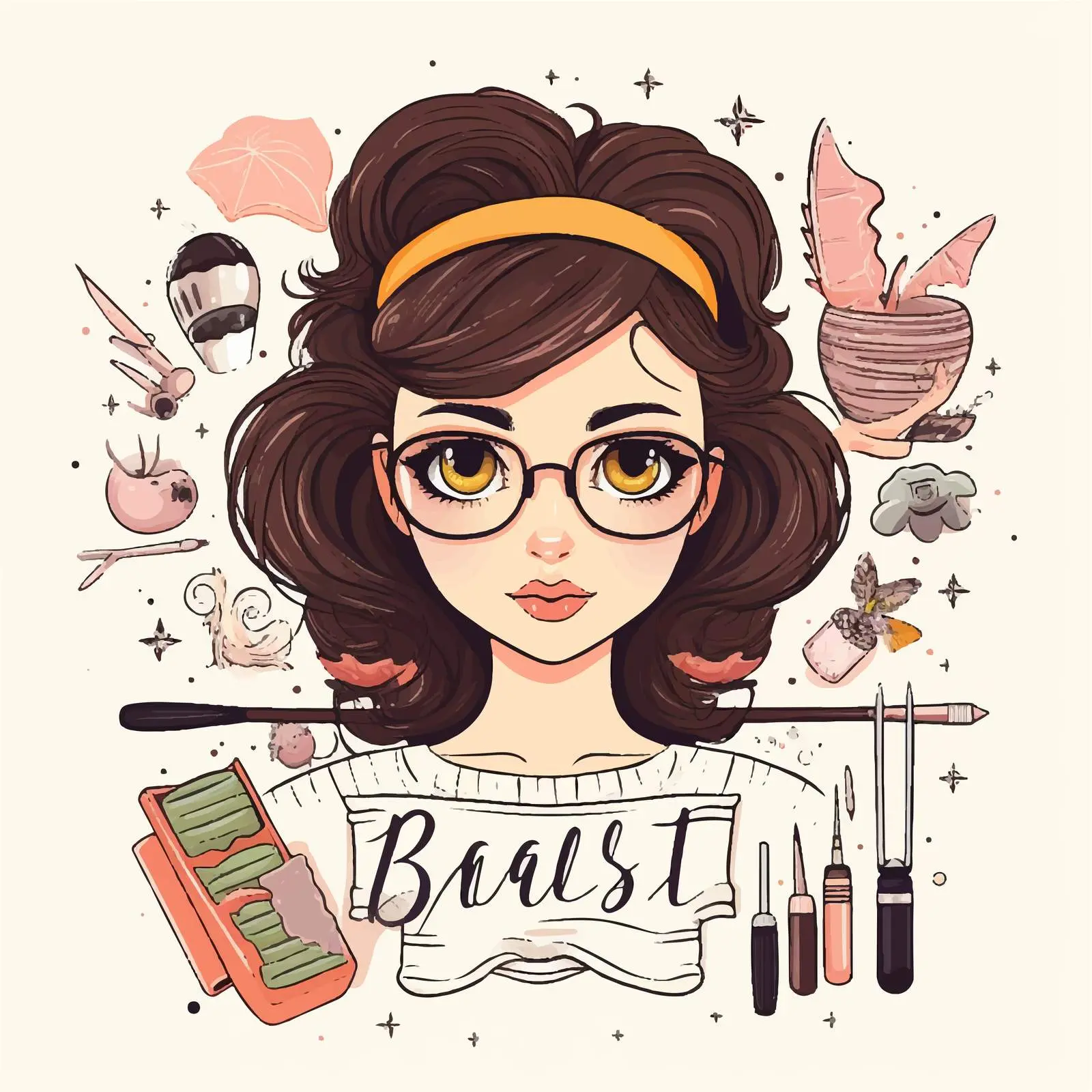 Cute Girl with Eyelash Extensions Illustration — free download from Dotvec