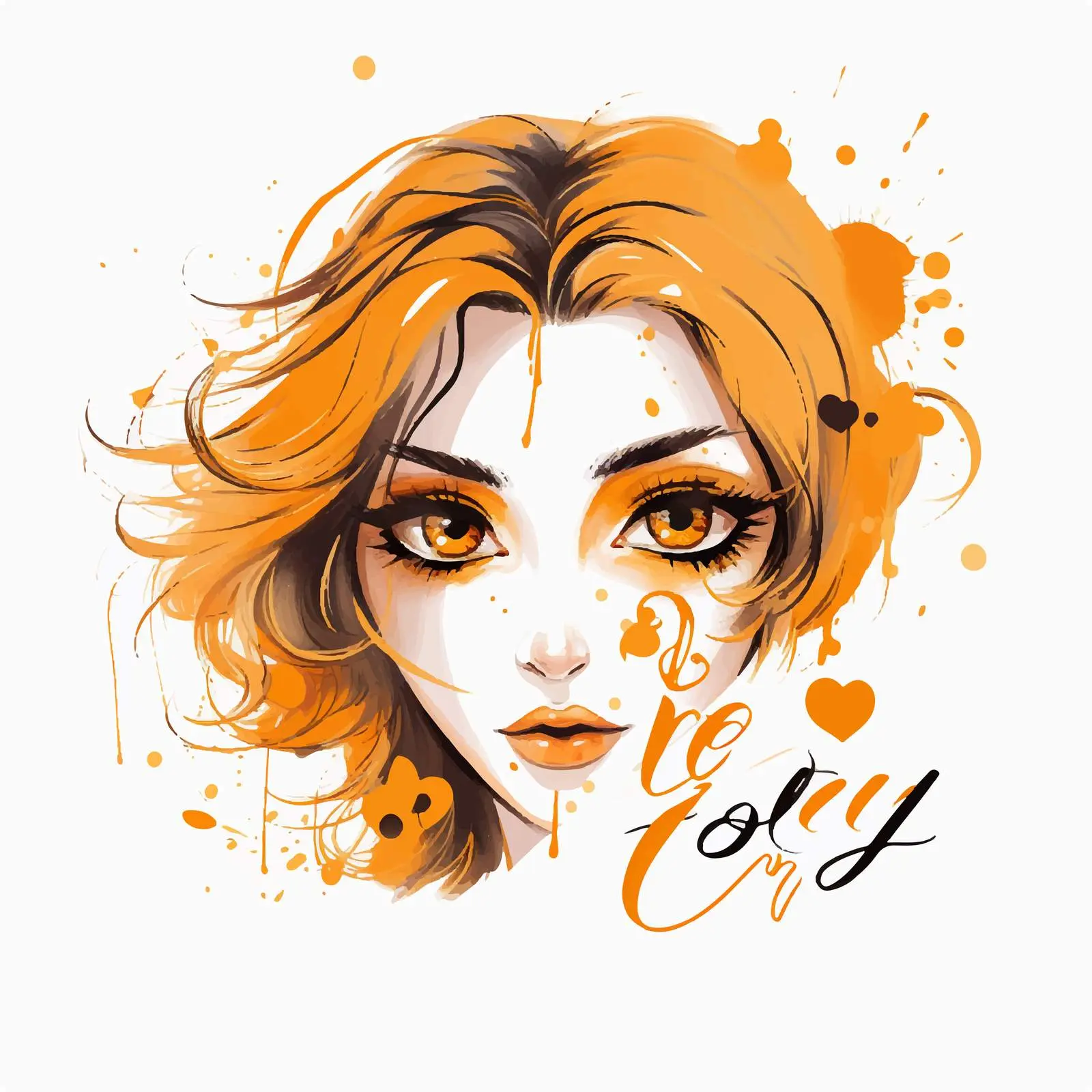 Girl with Orange Makeup Illustration — free download from Dotvec