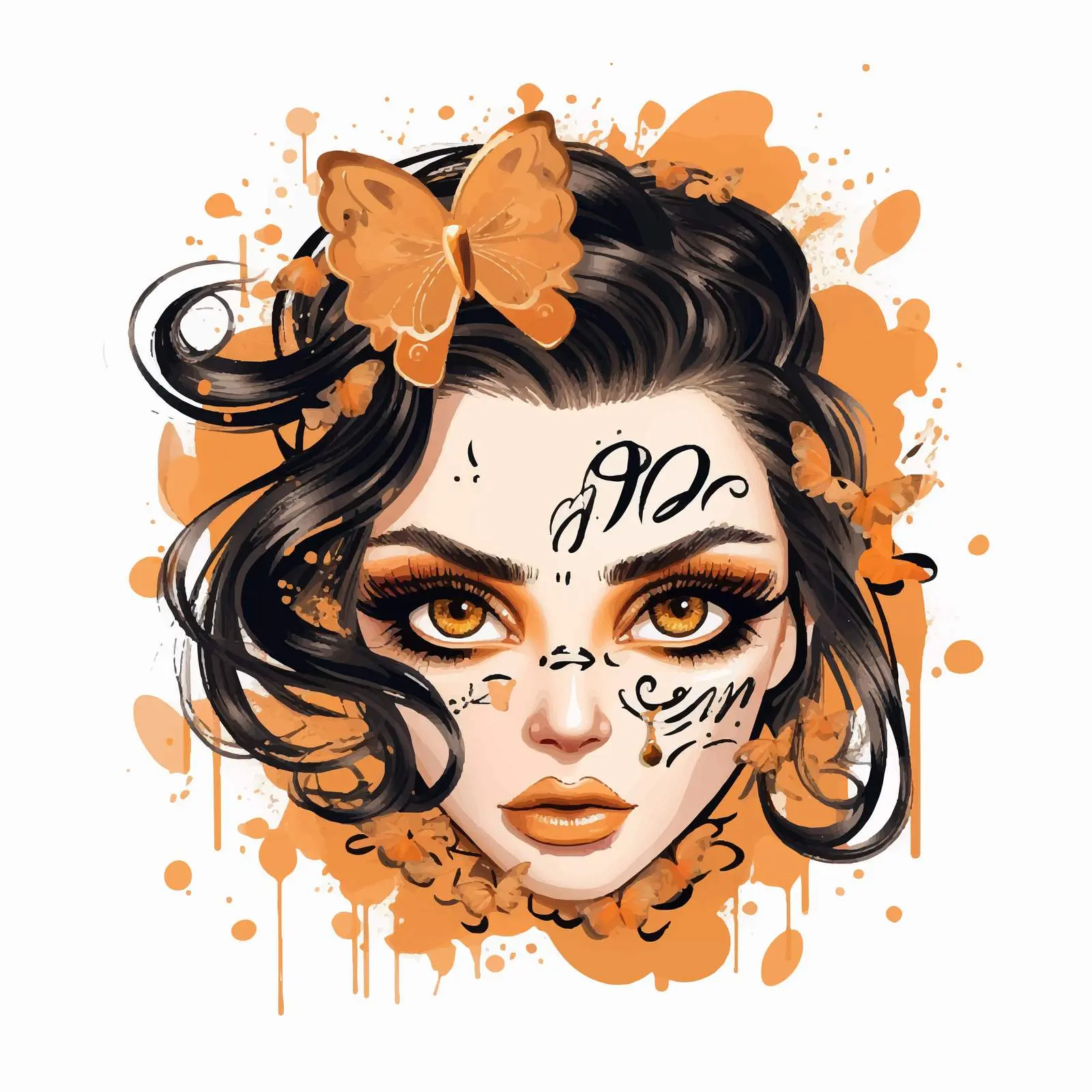 Girl with Orange Makeup Design Vector – free femininity image from Dotvec