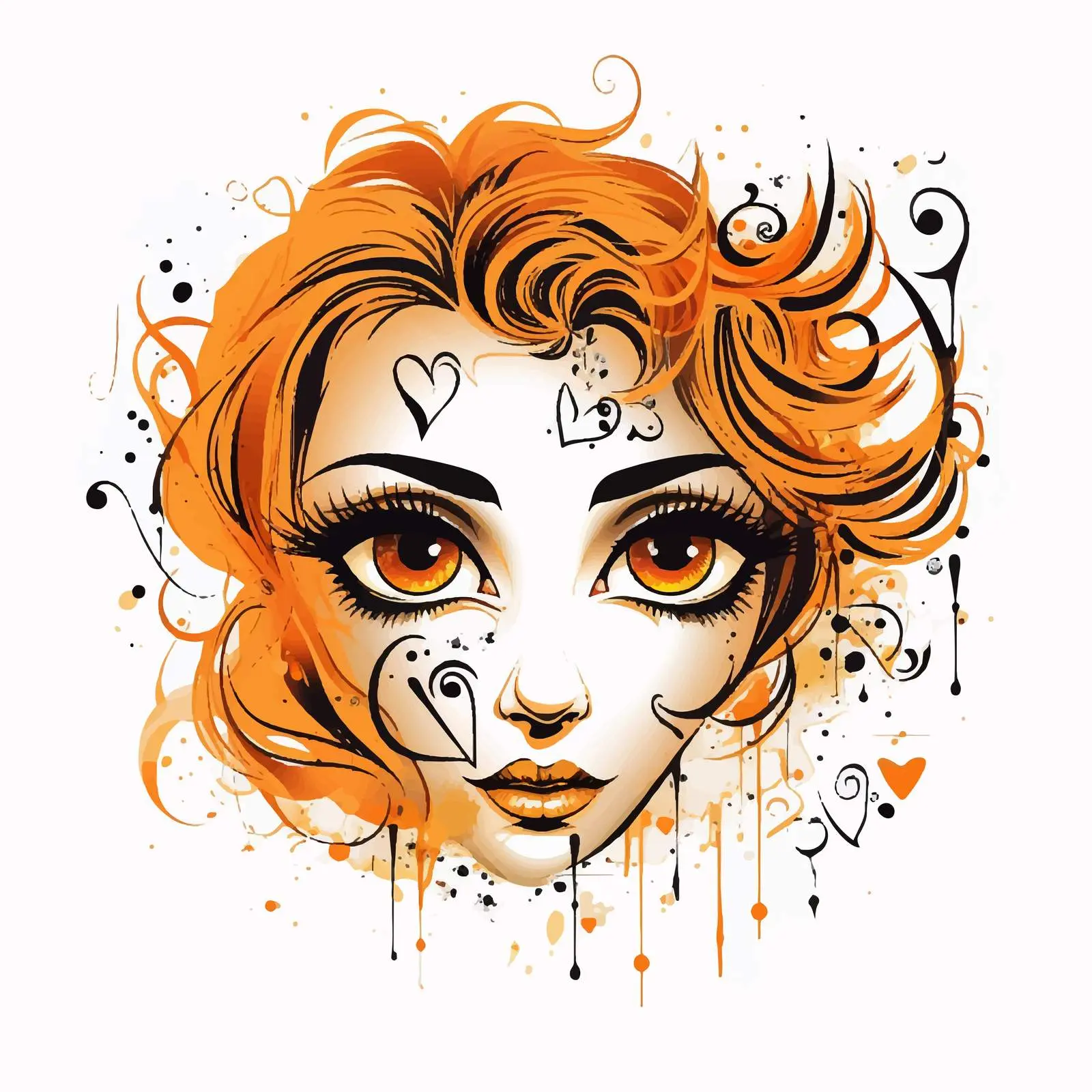 Girl with Orange Makeup Vector Art — free download from Dotvec