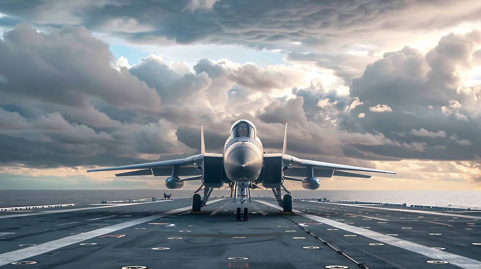 F-14 Fighter Jet on Aircraft Carrier Deck — free download from Dotvec