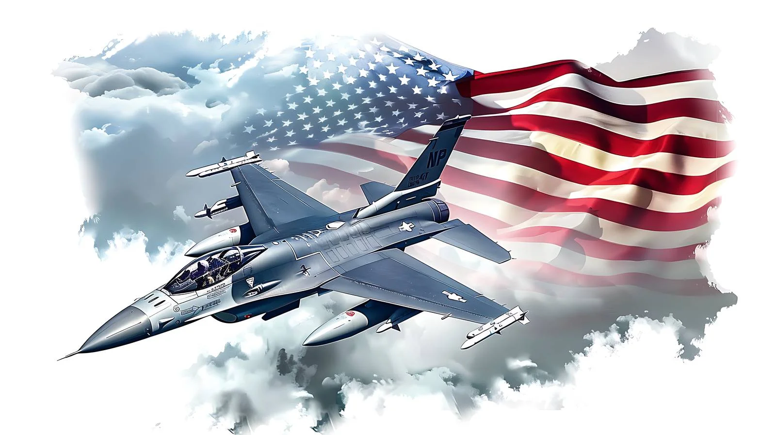 F-16 Fighting Falcon Models Soar Clouds — free download from Dotvec