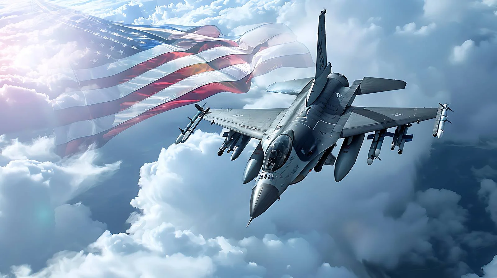F-16 Fighting Falcon Models Soar Clouds — free download from Dotvec